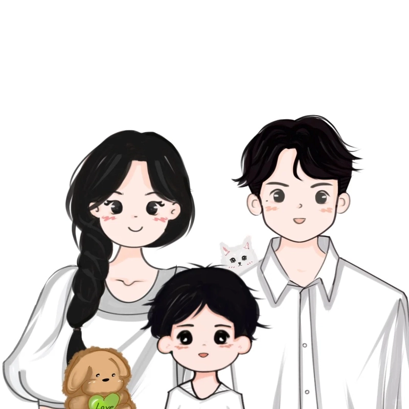 ảnh chibi gia đình 3 người