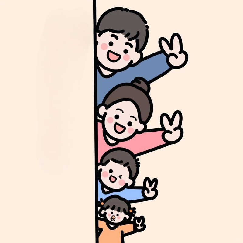 ảnh chibi gia đình 4 người 1 trai 1 gái