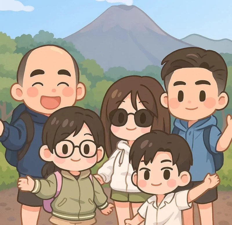ảnh chibi gia đình 5 người