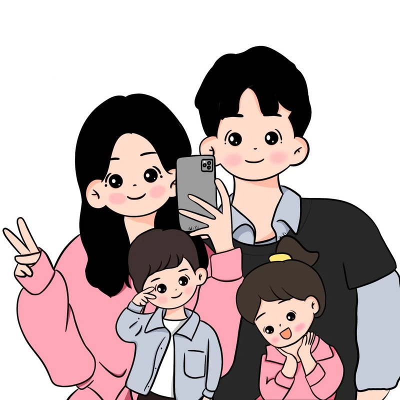 ảnh chibi gia đình 8k