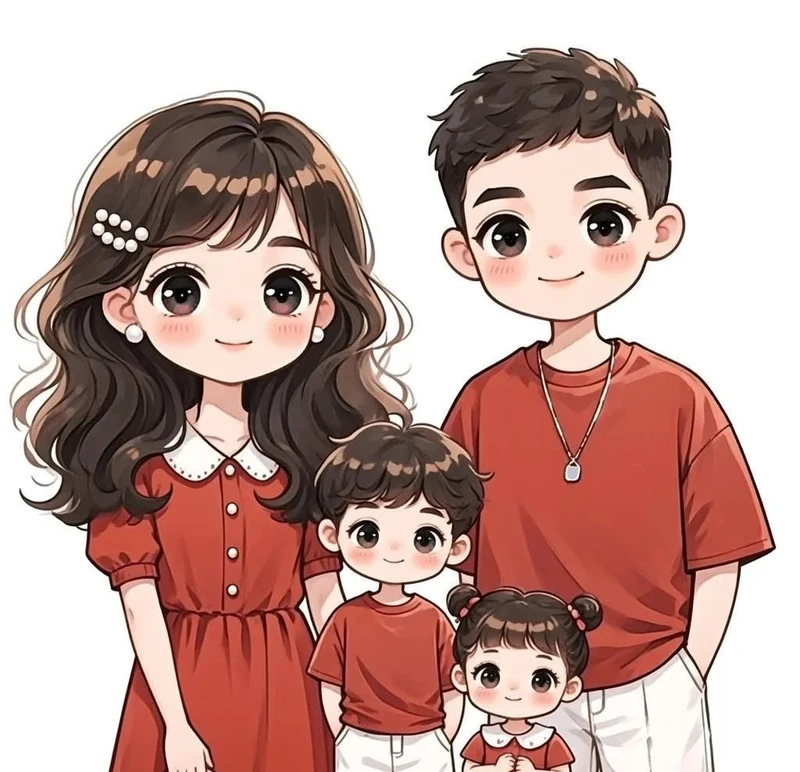 ảnh chibi gia đình hd