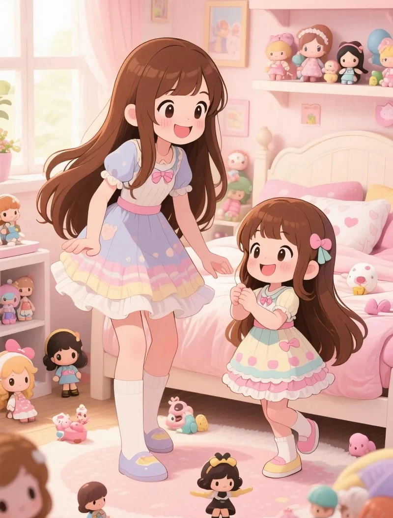 ảnh chibi hai chị em dễ thương