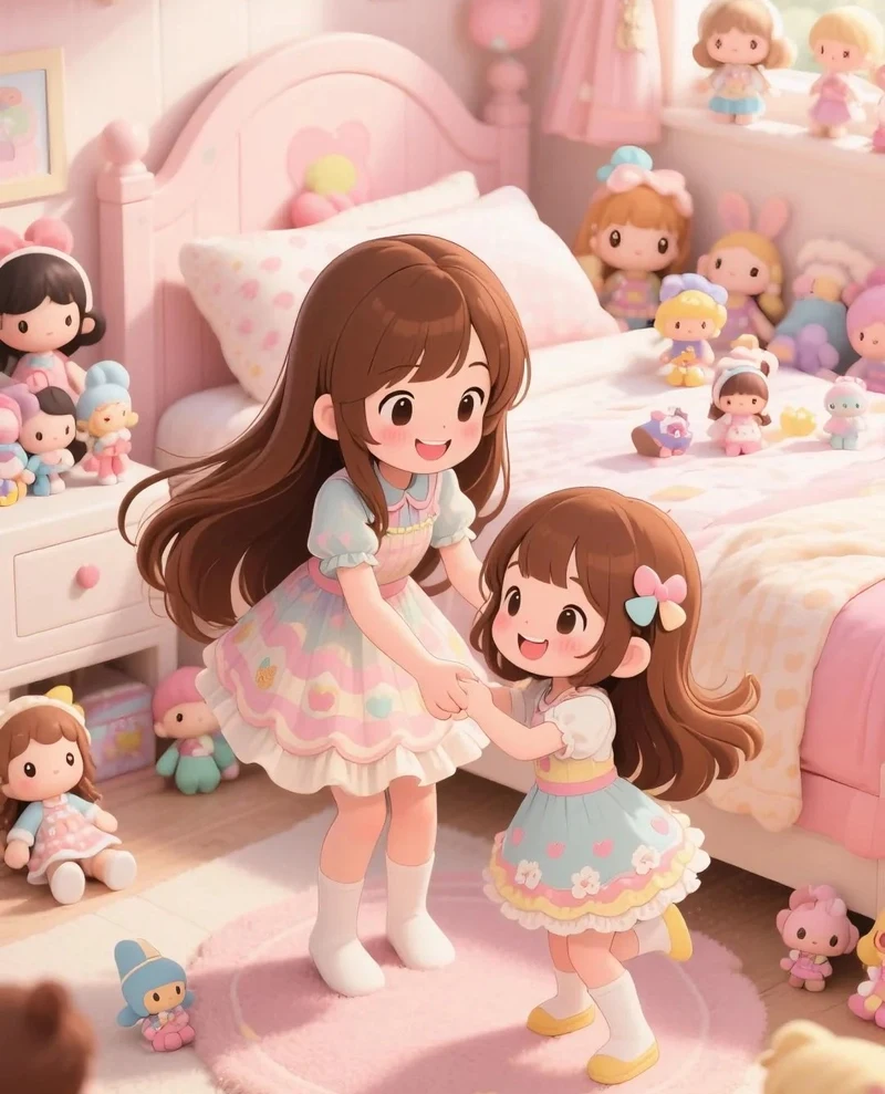 ảnh chibi hai chị em vui nhộn