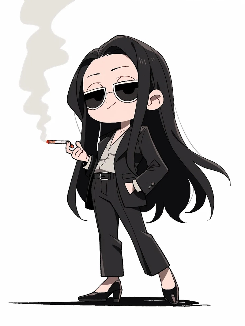 ảnh chibi nữ ngầu đeo kính