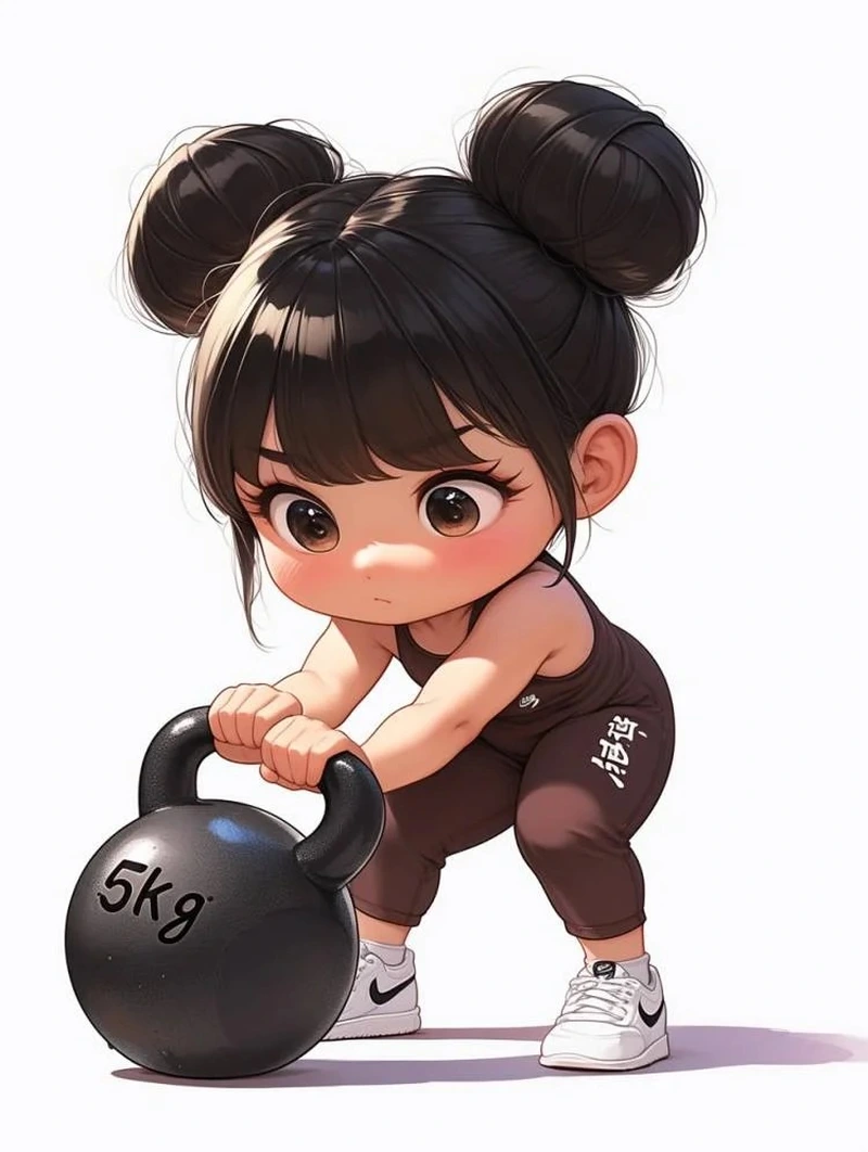 ảnh chibi nữ ngầu tập gym