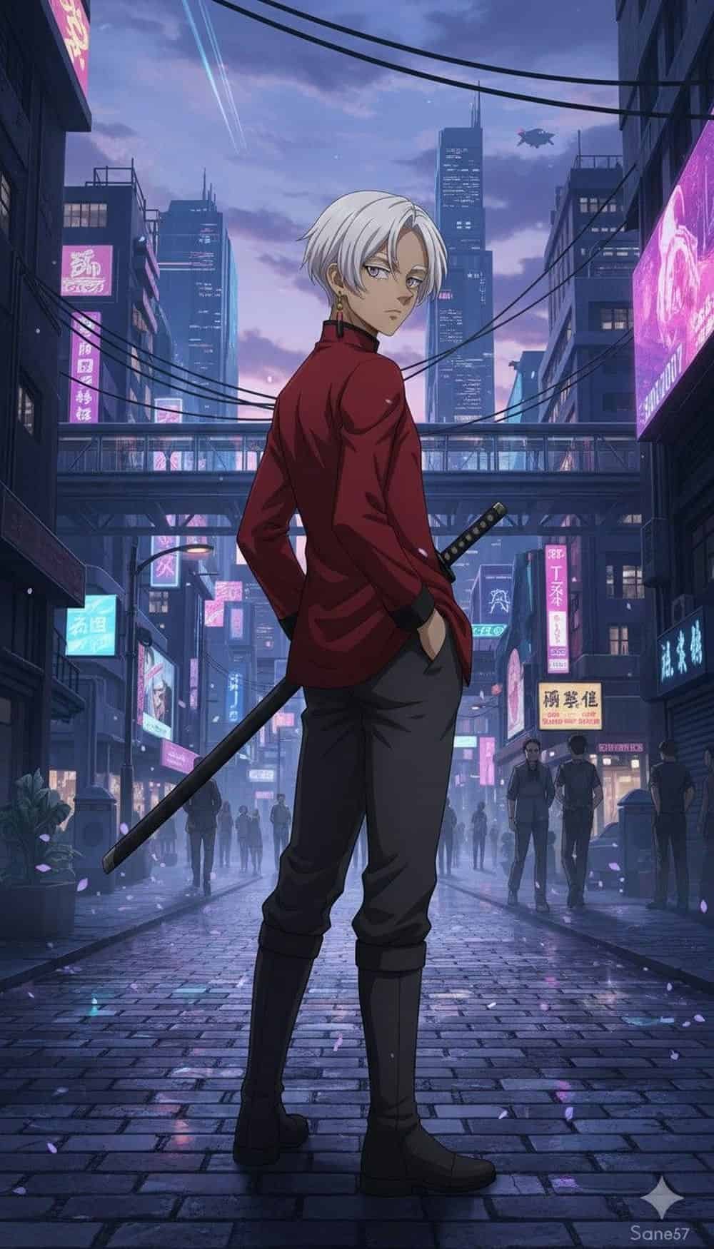 ảnh izana đứng giữa phố