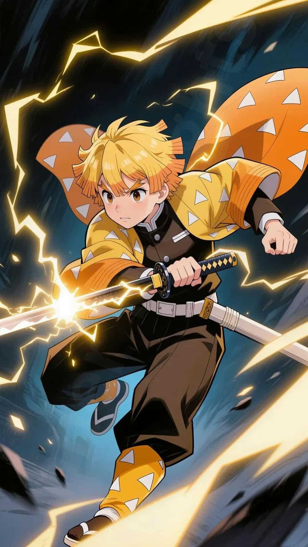 ảnh zenitsu cầm kiếm sáng