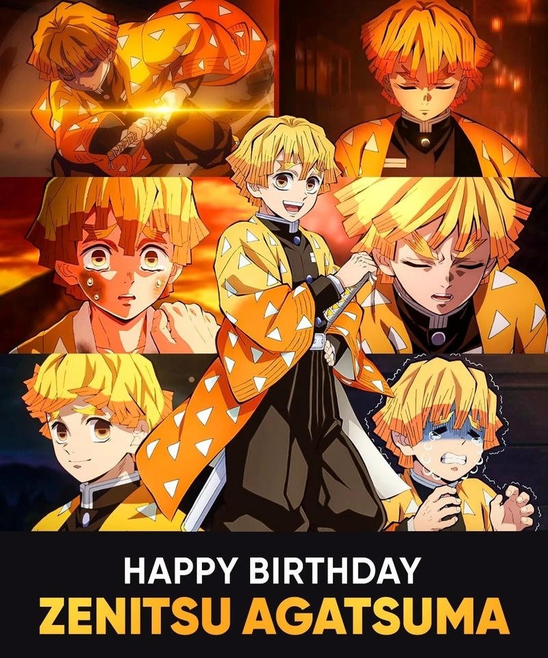 ảnh zenitsu trong trang phục đặc trưng