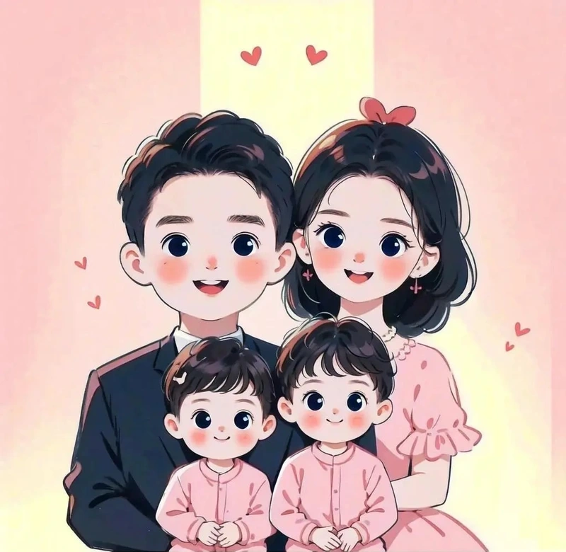 chibi ghép mặt gia đình
