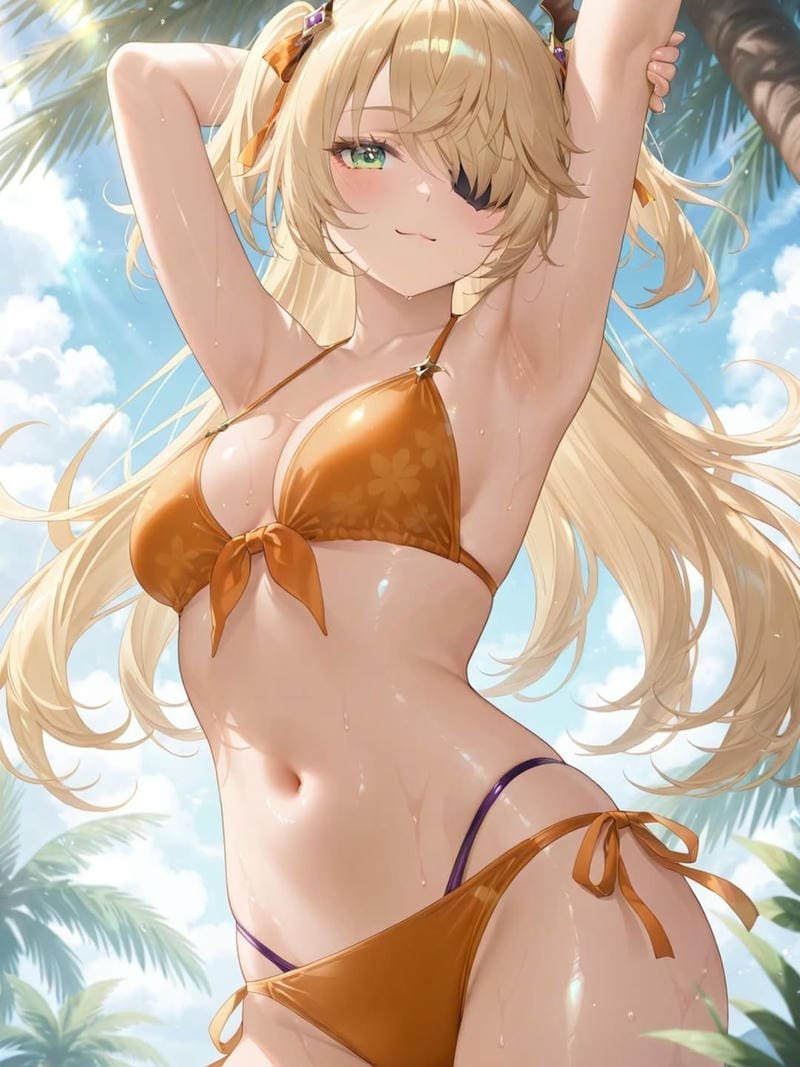 gái xinh anime mặc bikini