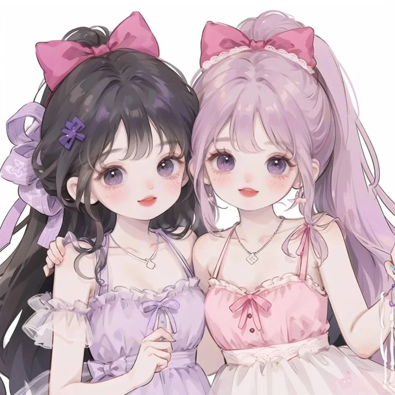 hình ảnh chibi hai chị em