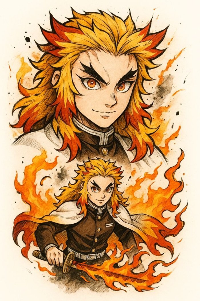 hình ảnh rengoku vs akaza