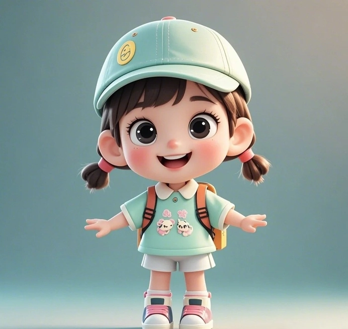 hình chibi bé gái học sinh