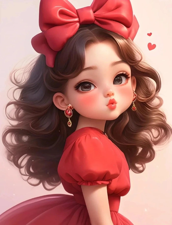hình chibi bé gái mặc váy