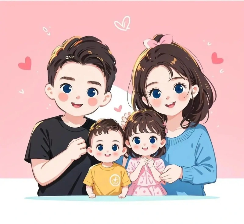 hình chibi gia đình