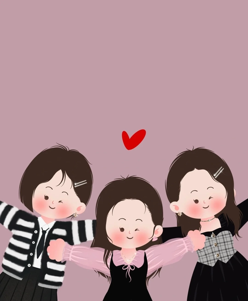 ảnh 3 chị em chibi cùng pose đáng yêu