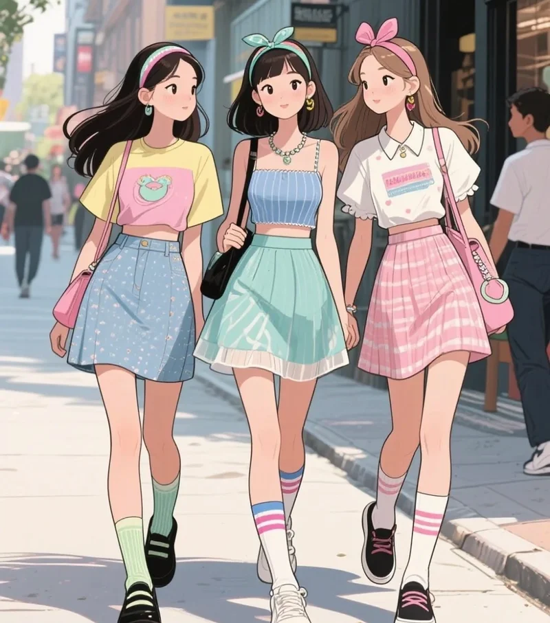 ảnh 3 chị em chibi mặc váy dễ thương