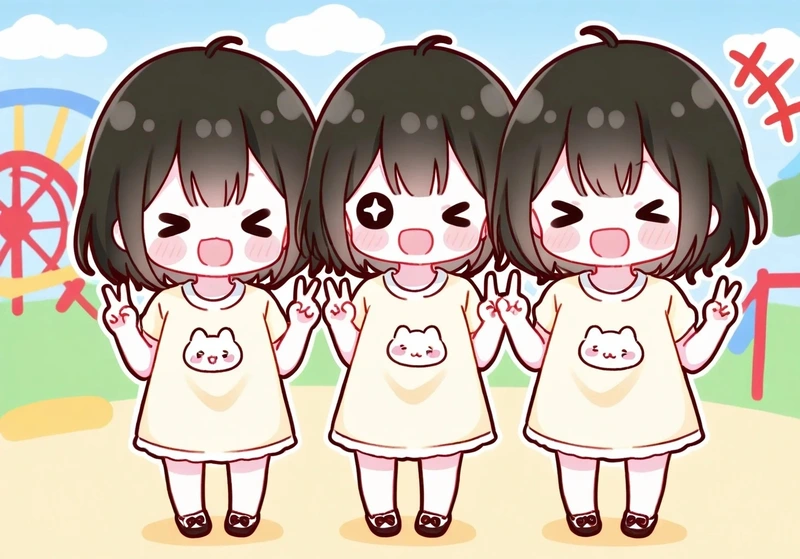 ảnh 3 chị em chibi phong cách học sinh