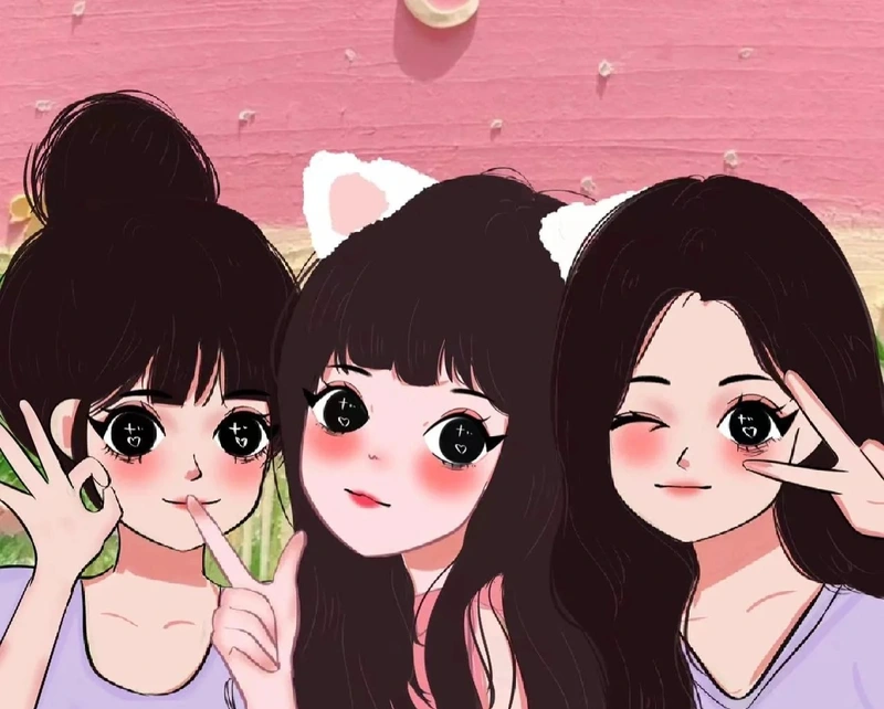 ảnh 3 chị em chibi siêu cute