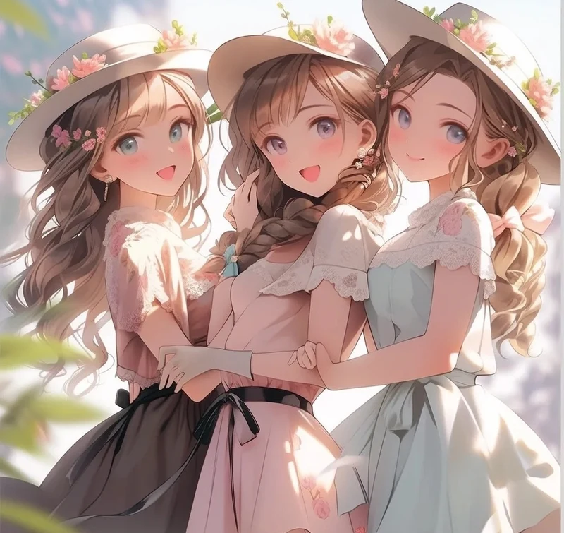 ảnh 3 chị em chibi tạo dáng ngộ nghĩnh