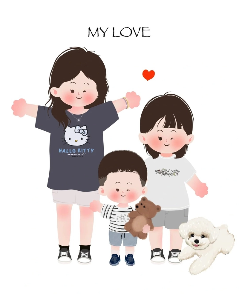 ảnh 3 chị em chibi tạo dáng vui nhộn