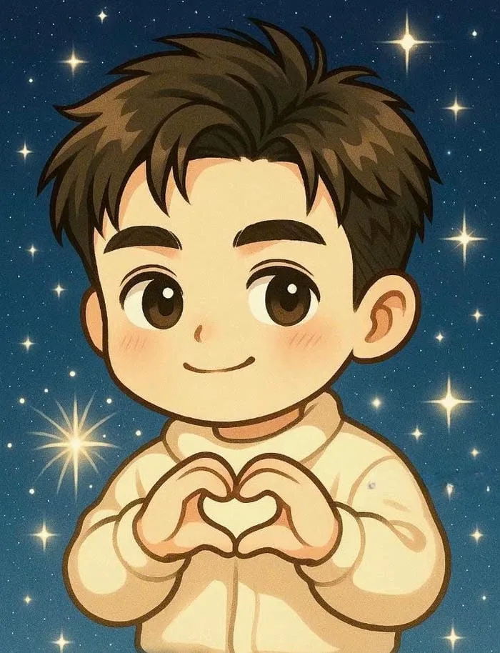 ảnh chibi Quang Hùng MasterD biểu cảm tươi cười