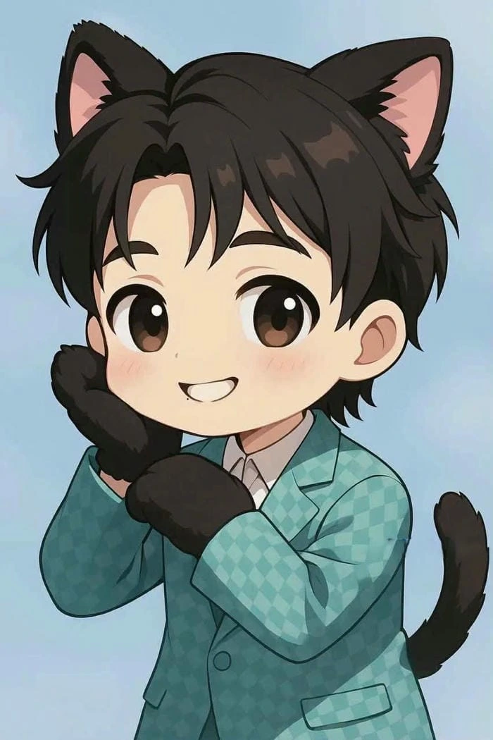 ảnh chibi Quang Hùng MasterD trong khung nền pastel