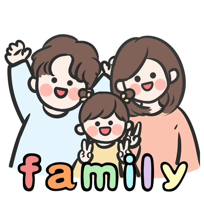 ảnh chibi gia đình 3 người tạo dáng pose