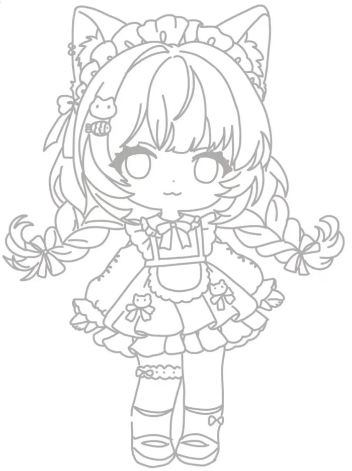 chibi outline dễ vẽ cute