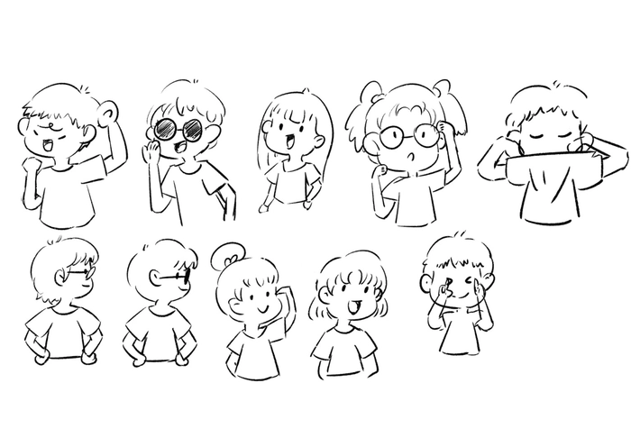 chibi sketch cute chưa tô màu