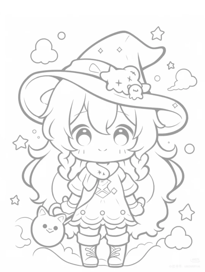 chibi trắng đen phong cách anime