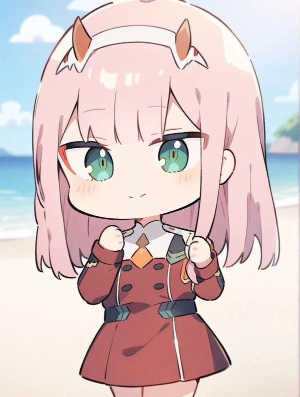 cute chibi Zero Two fanart