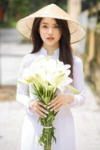 gái xinh sành điệu áo dài trắng