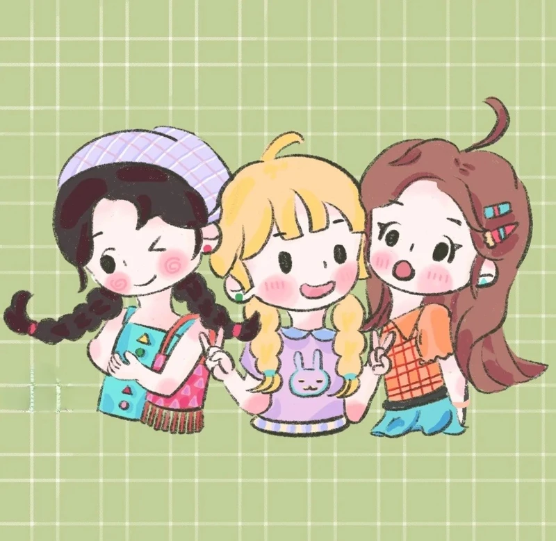 hình 3 chị em chibi ngộ nghĩnh dễ thương