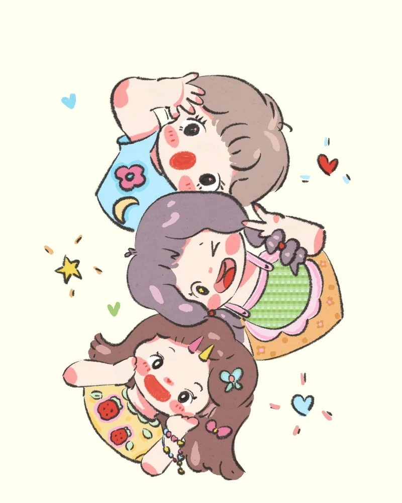 hình 3 chị em chibi phiên bản mini anime