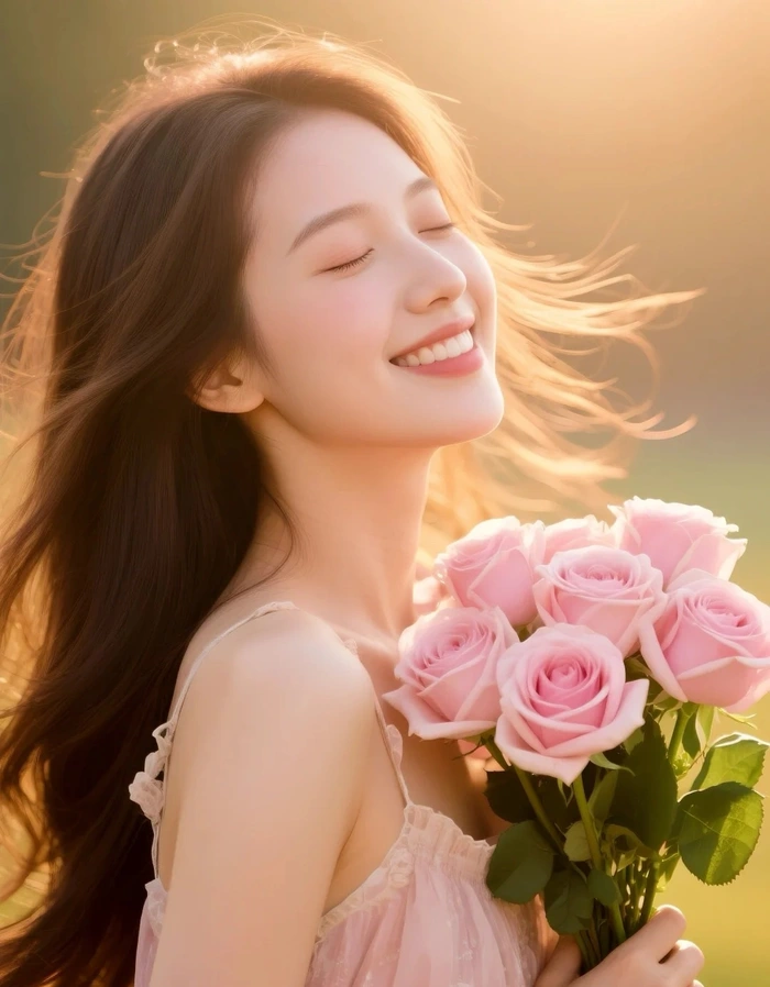 hình ảnh gái xinh cầm hoa