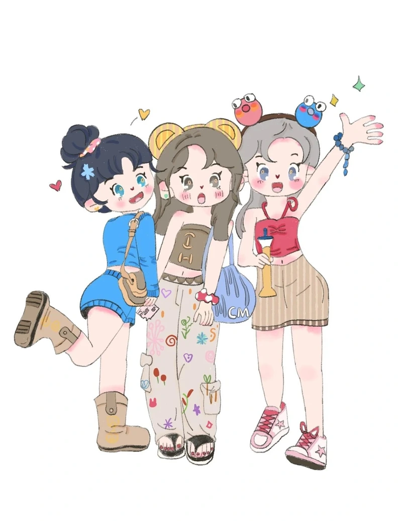 hình chibi 3 chị em cực cute