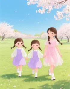 hình chibi 3 chị em mini art