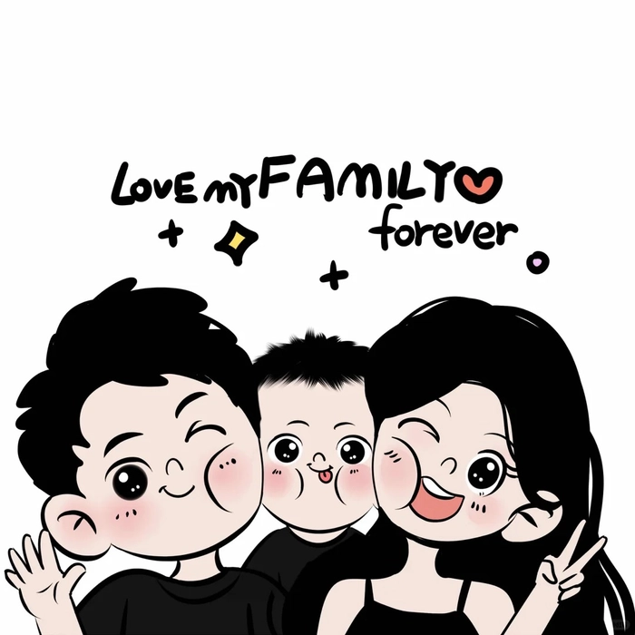 hình chibi 3 người tạo dáng cute cực