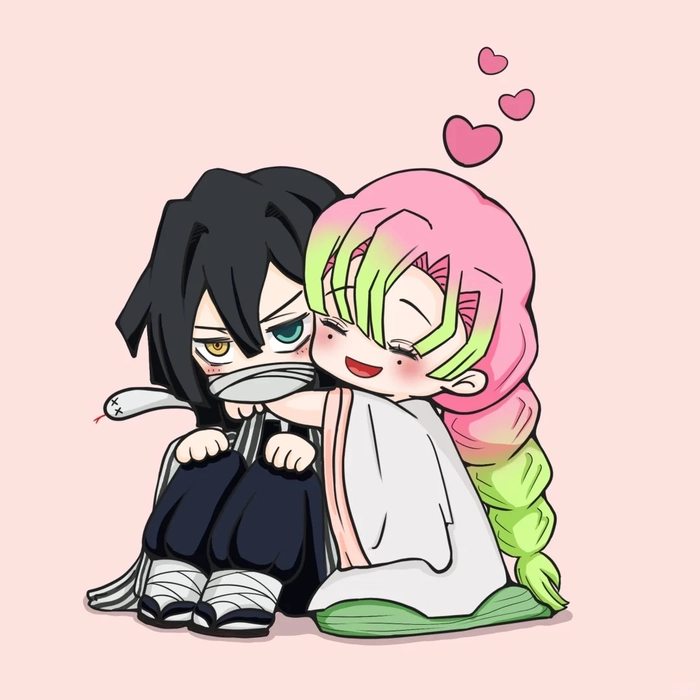 hình chibi Obanai biểu cảm vui nhộn