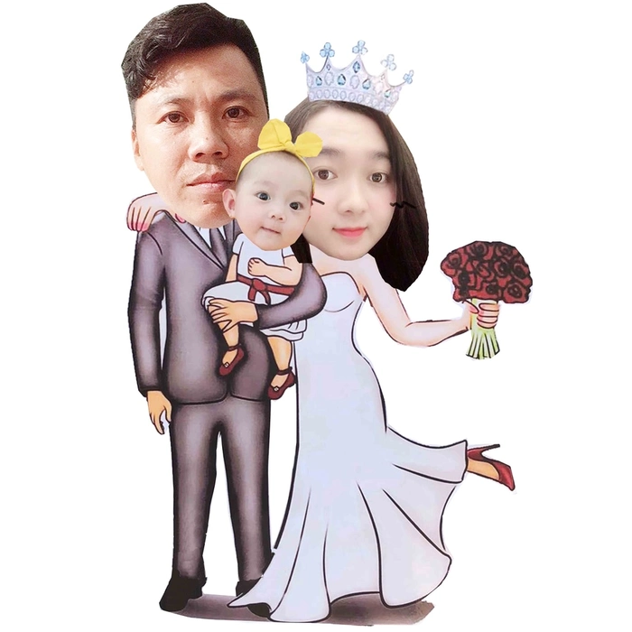 hình chibi bố mẹ con gái mini style