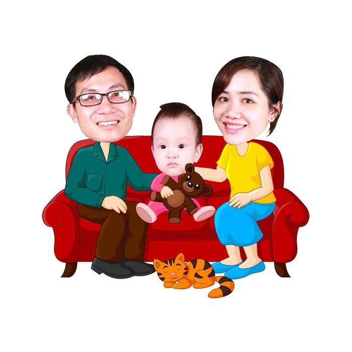 hình chibi bố mẹ và con đáng yêu