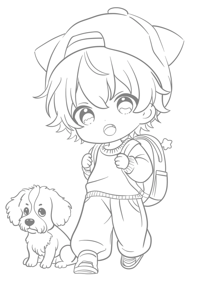 hình chibi line art đáng yêu