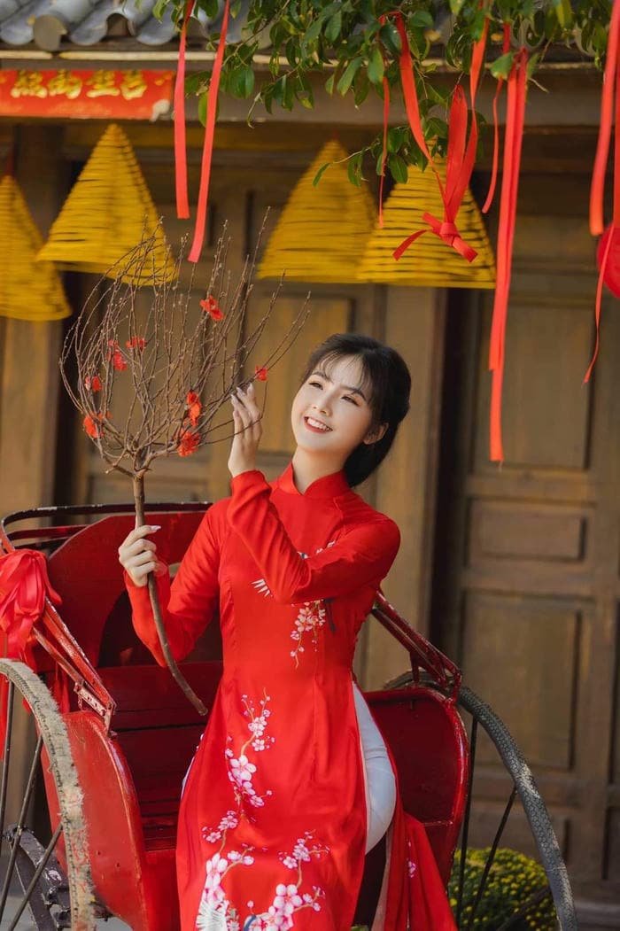 mẫu ảnh ấn tượng áo dài xuân