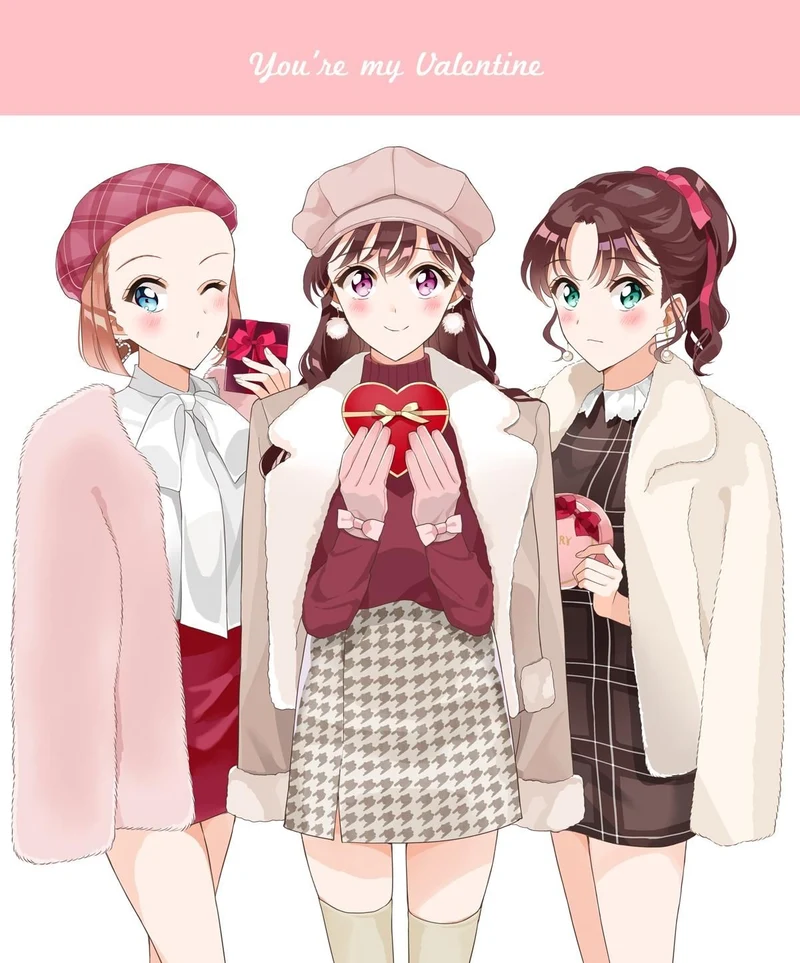 three sisters chibi style illustration