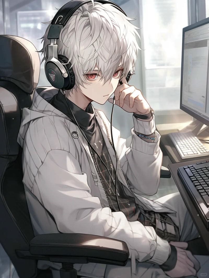 trai anime tóc trắng