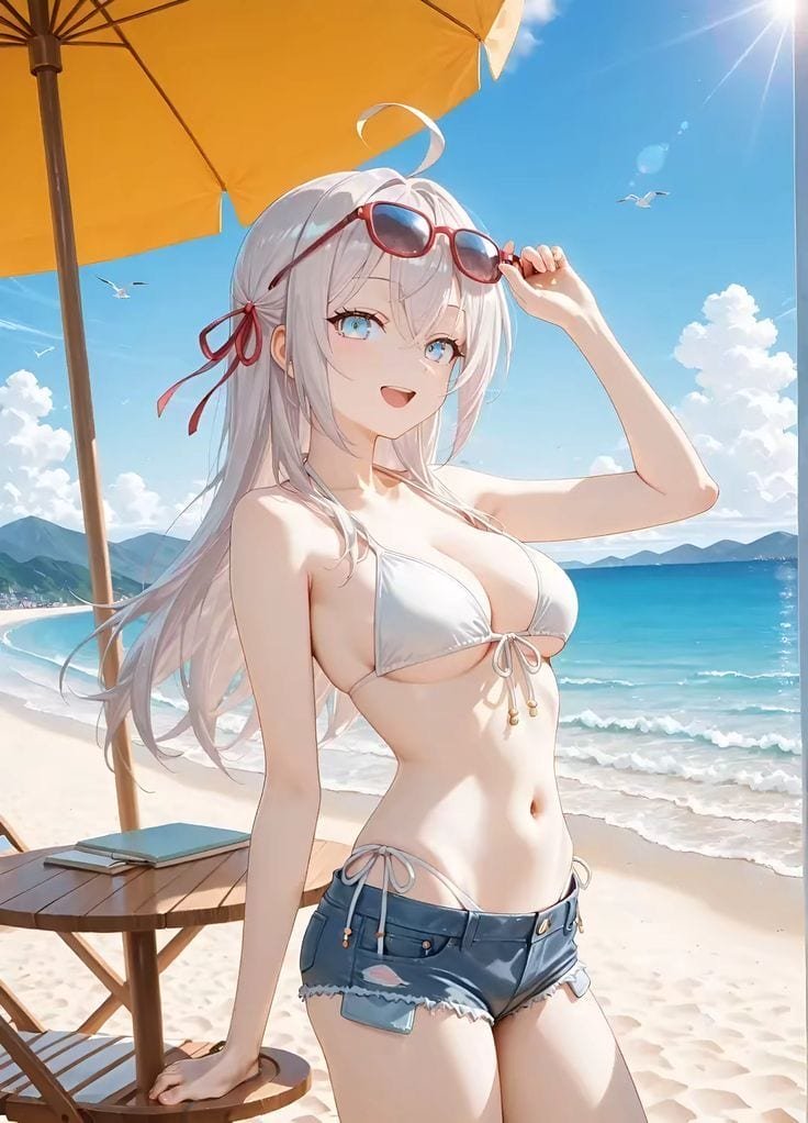 Gái xinh anime mặc bikini nổi