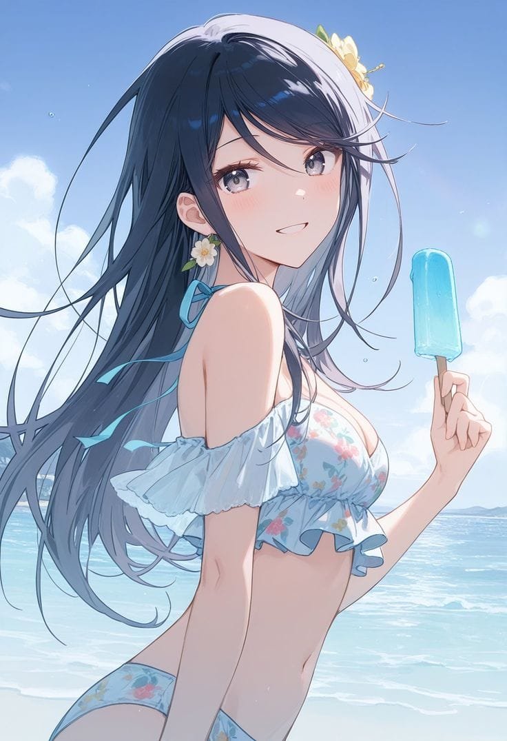 Gái xinh anime mặc bikini quyến rũ