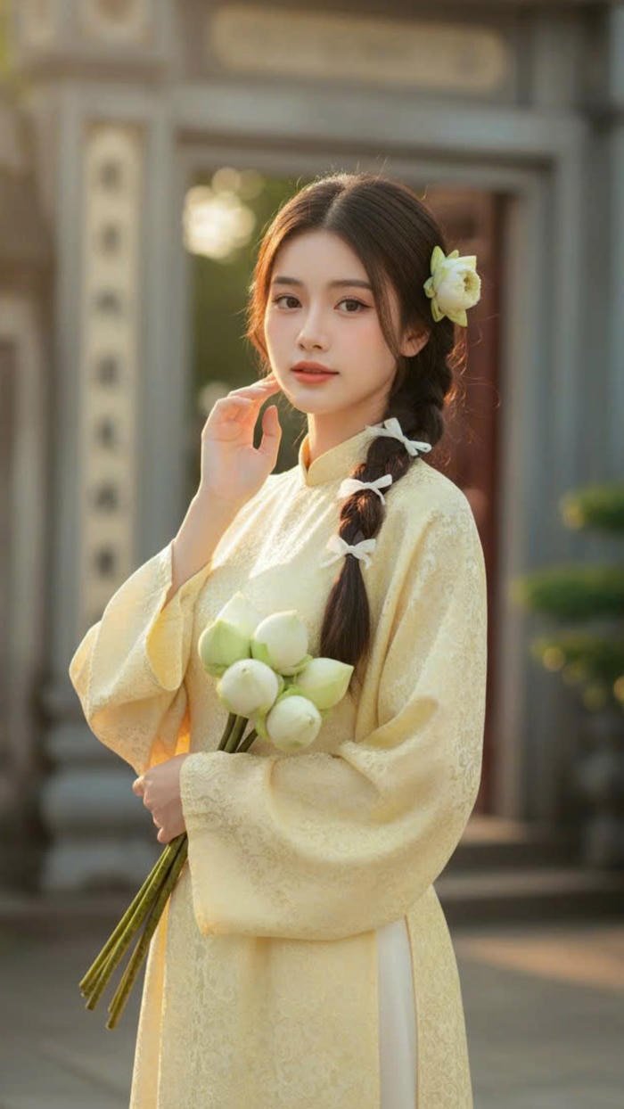 gái xinh mặc áo dài hiện đại