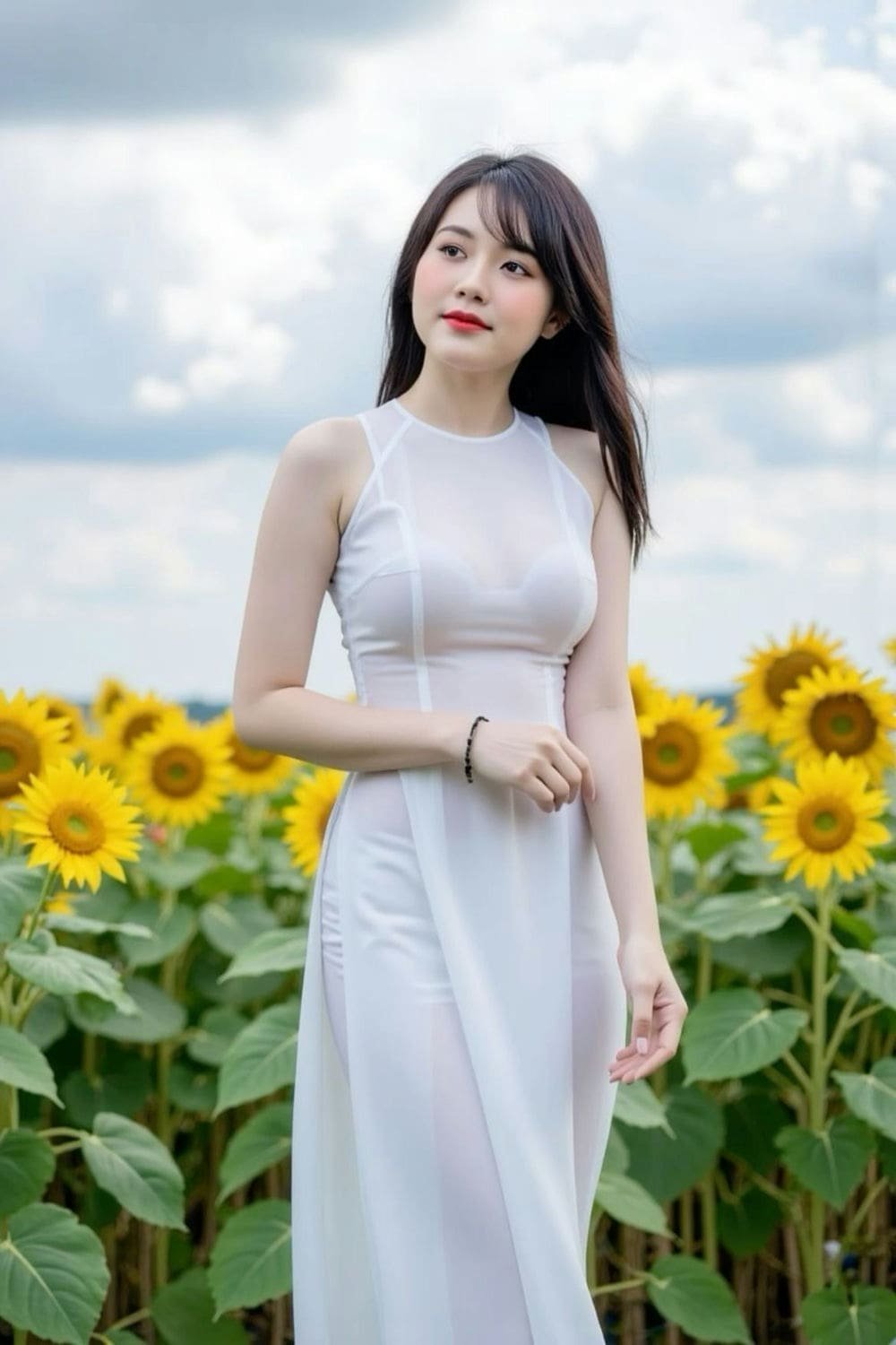 mẫu gái xinh áo dài.